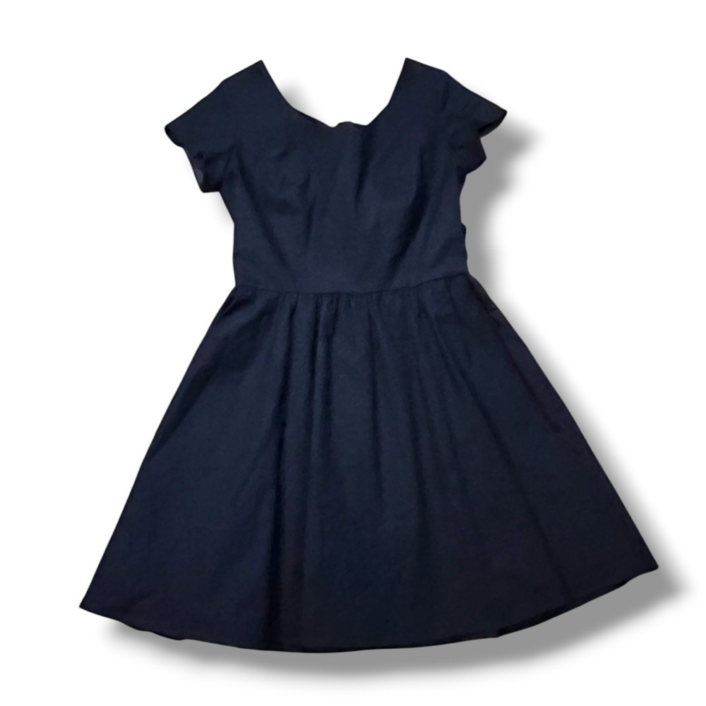 NEW Lauren James Sheridan Dress Small Navy Fit & Flare Cut Out Tie Back Pockets